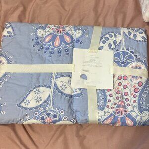 VTG NWT Pottery Barn Baby Chelsea Quilt Pink & Blue Paisley Reversible Polka Dot